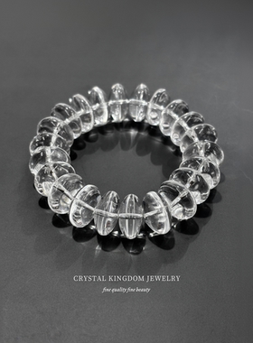 天然白水晶大盘珠飞碟手链diy原创文玩饰品男女生情侣手串礼物