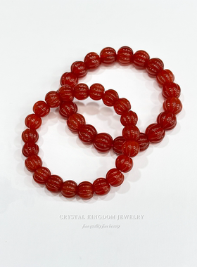 天然红玛瑙精工南瓜珠手串男女生文玩手链情侣长辈高档首饰礼物