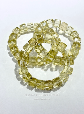 天然柠檬黄手串柠檬晶车轮切角手串招米米水晶可diy男生对象礼物