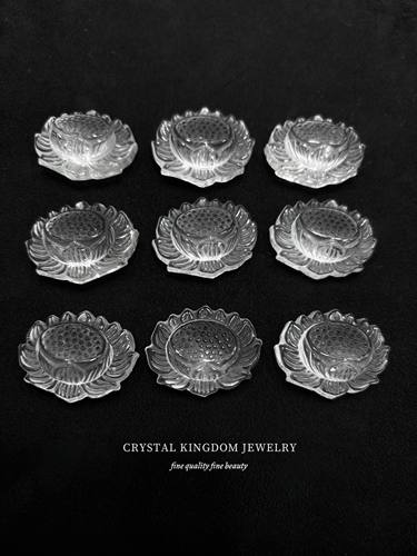 天然白水晶雕刻莲花108颗佛珠配件散珠单珠diy手工文玩手串饰品