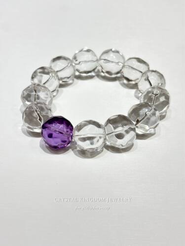 天然净体白水晶菠萝珠紫水晶手串手链散珠单珠diy高级感手工文玩