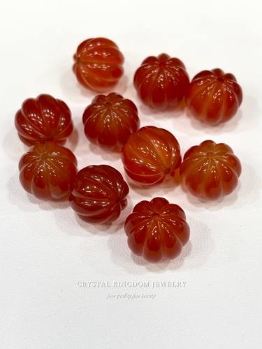 天然红玛瑙南瓜珠散珠单珠diy原创文玩水晶手链编织配件项链饰品