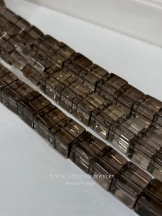 天然收藏级茶晶方块方糖串珠半成品烟晶水晶散珠diy高档手工配件