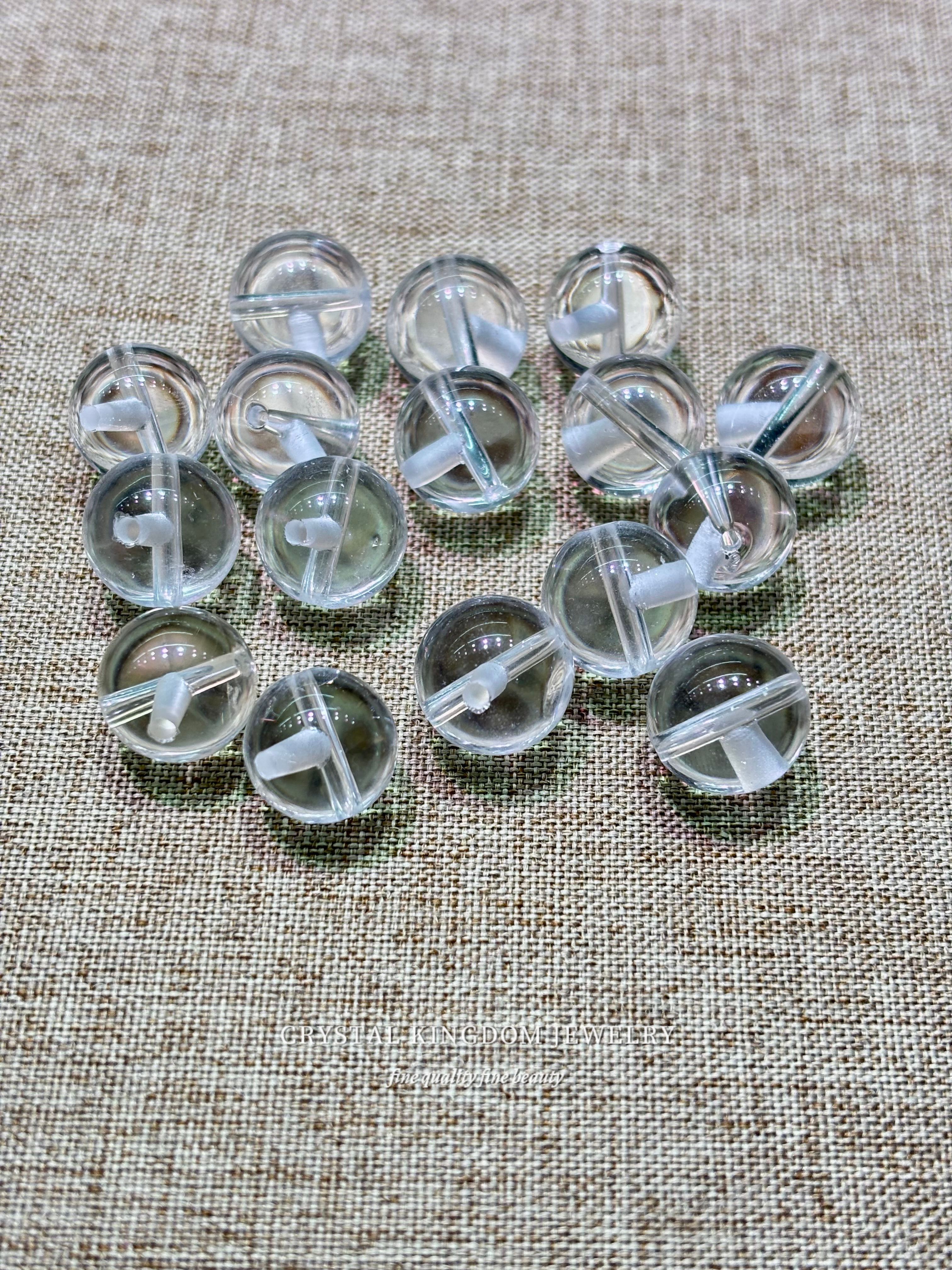 天然白水晶圆珠三通佛塔佛头diy佛珠108颗手串单珠散珠配件手原创