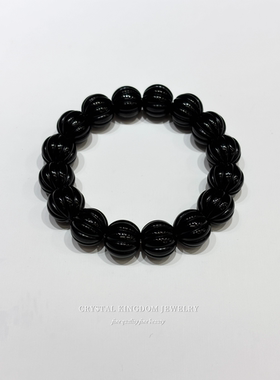 天然黑金刚玛瑙精工南瓜珠手串男女生文玩手链情侣长辈高档礼物