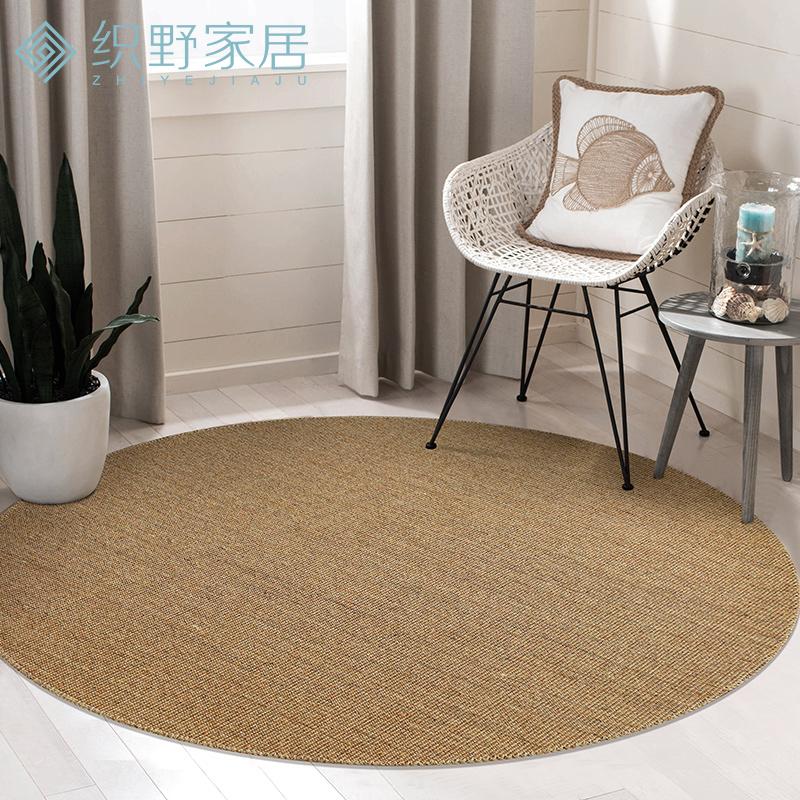 圆形剑麻地毯客厅茶几沙发垫手工编织地毯现代简约亚麻地垫可定制