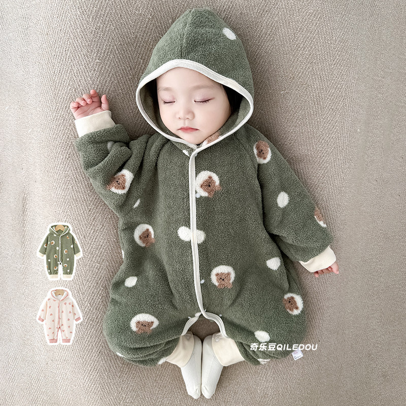 超萌婴儿服秋冬外出婴幼儿一体绒连帽外套宝宝冬季加绒保暖连体衣,童装/婴儿装/亲子装,连身衣/爬服/哈衣,淘宝优惠券,粉丝福利购,淘宝优惠卷