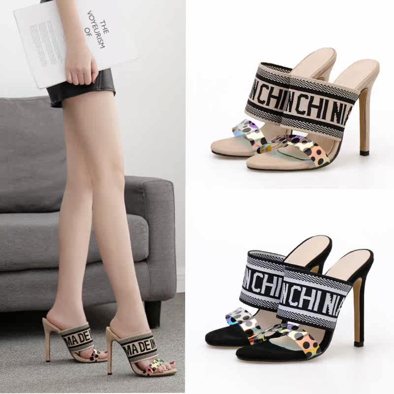 sexy heels slippers 欧美风2019夏天新款外穿彩色细超高跟凉拖鞋|ruв категории Женская обувь, тапочки - от Buy2taobao.com для оказания профессиональной услуги покупки агента Taobao