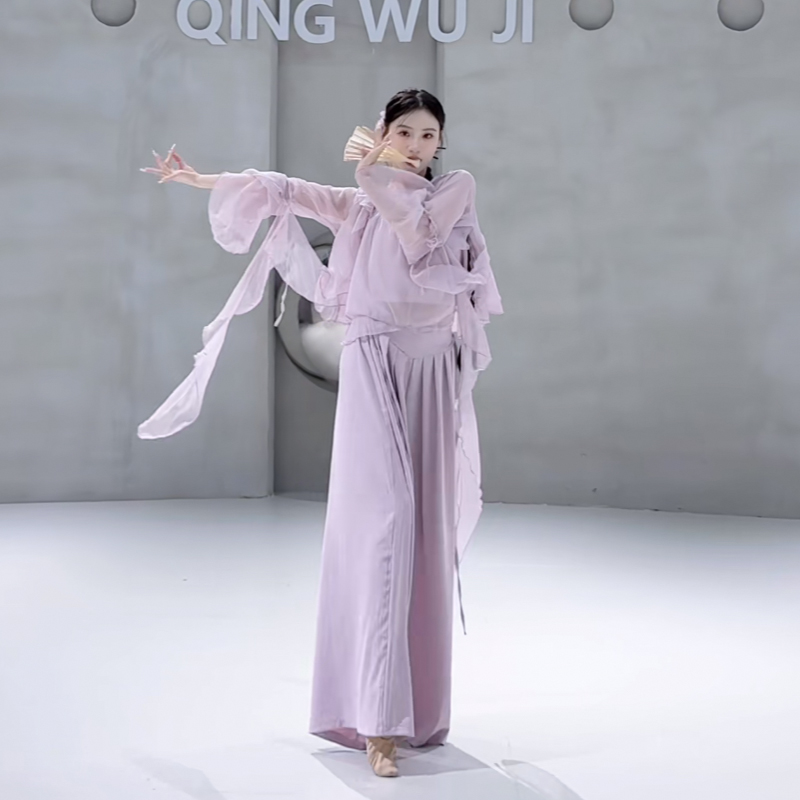 古典舞蹈服女夏季新款宽松飘逸纱衣两件装国风仙气练功演出服上衣