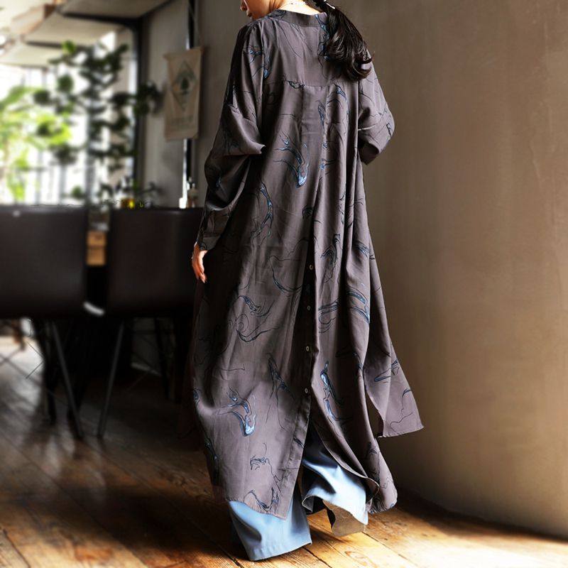 背影也那么好看2022秋冬新款日系贵牌宽松长款长袖风衣衬衫连衣裙