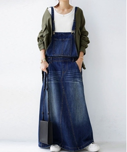超个性 背带裙 日系贵牌重磅水洗宽松长款