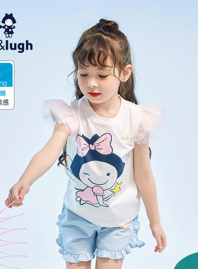 【凉感系列】allolugh童装夏季新款女童短袖t恤甜美风儿童体恤