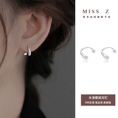 Z小姐999足银水滴耳钉养耳洞螺旋拧扣轻奢小众耳饰女2024新款 爆款