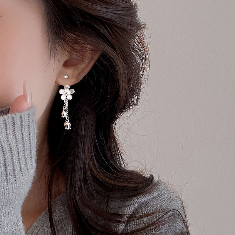 Z小姐日韩999足银女铃兰花耳环