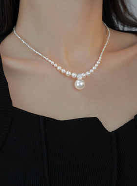 Z小姐925纯银女珍珠碎银子项链