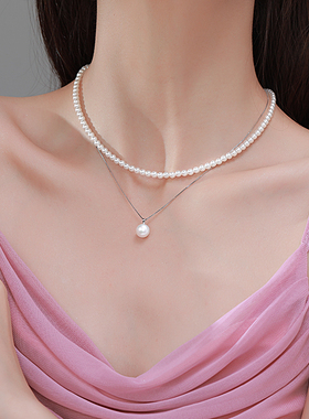 Z小姐999银天然珍珠锁骨链