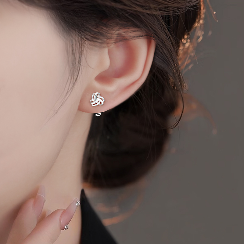 Z小姐999纯银平安结耳钉