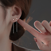 Z小姐999纯银耳线短款 养耳洞耳钉睡觉不用摘耳环2023年新款 潮耳饰