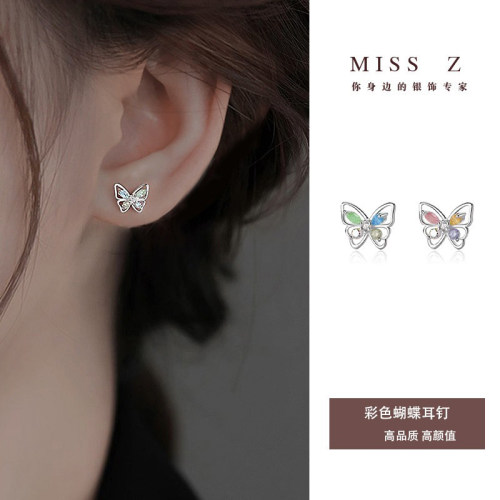 Z小姐彩色蝴蝶耳钉日韩女