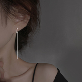 Z小姐925纯银水滴穿孔耳线2024年新款 潮简约气质防丢长款 耳环显瘦