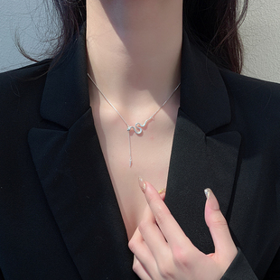 Z小姐925纯银小灵蛇项链本命年蛇年高级感流苏锁骨链2025新款颈链