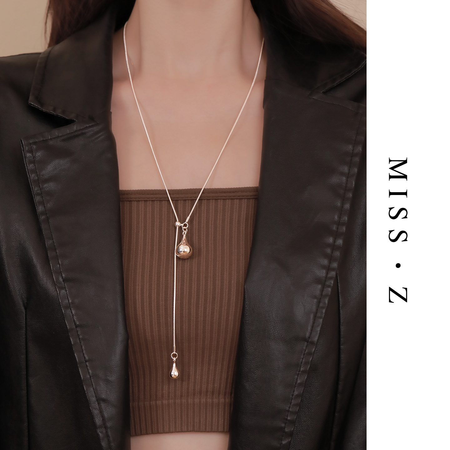 Z小姐单颗圆球长款可调节项链