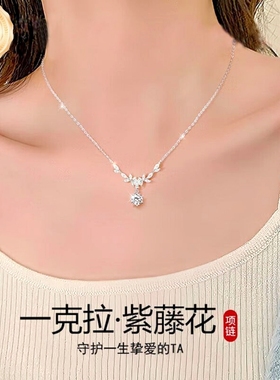 紫藤花开999足银项链女轻奢高级感纯银锁骨链生日礼物送女友闺蜜