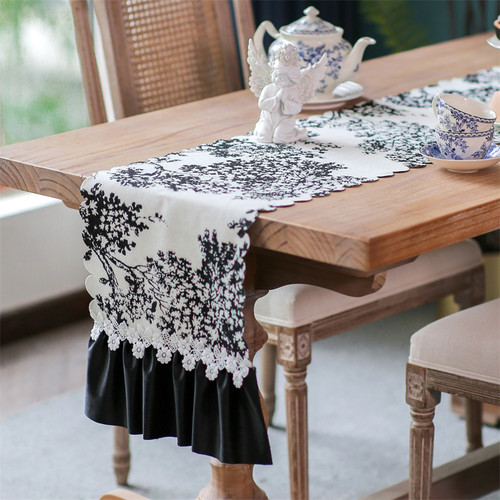 法式桌旗轻奢高端桌布中间长条装饰布覆古简约蕾丝电视柜斗柜盖布
