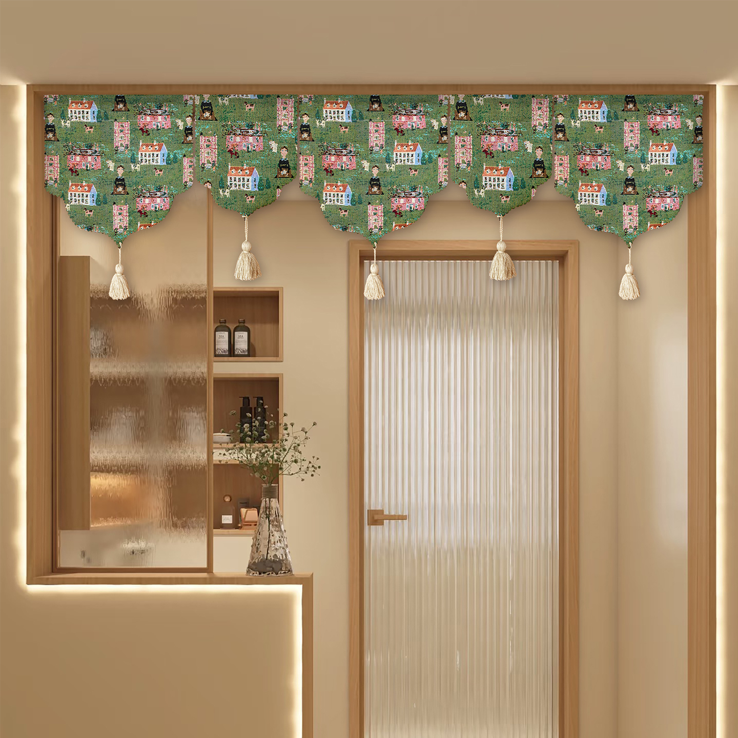 美式乡村三角旗帘儿童房装饰短帘