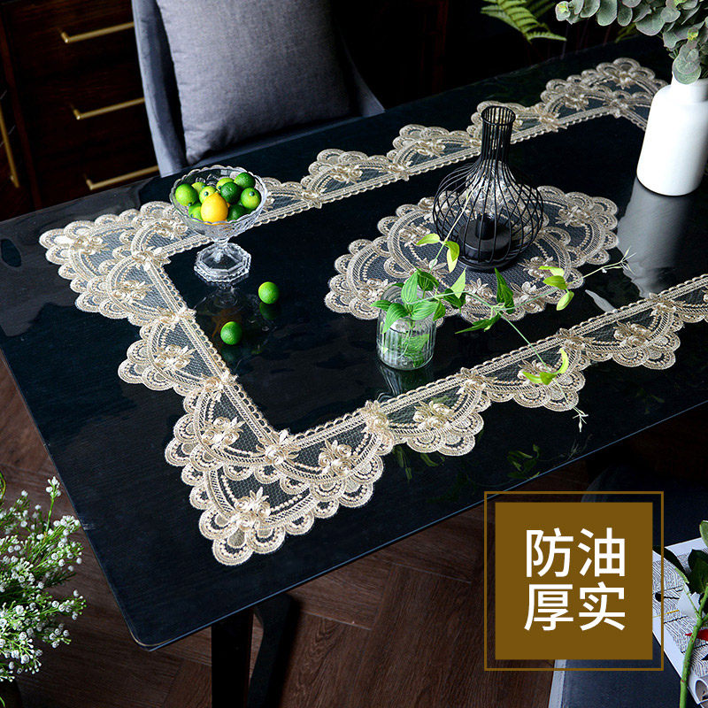 pvc桌垫防水防油软玻璃桌布蕾丝茶几台布免洗防U烫水晶板餐桌桌垫