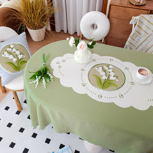 简约法式刺绣餐桌装饰桌旗