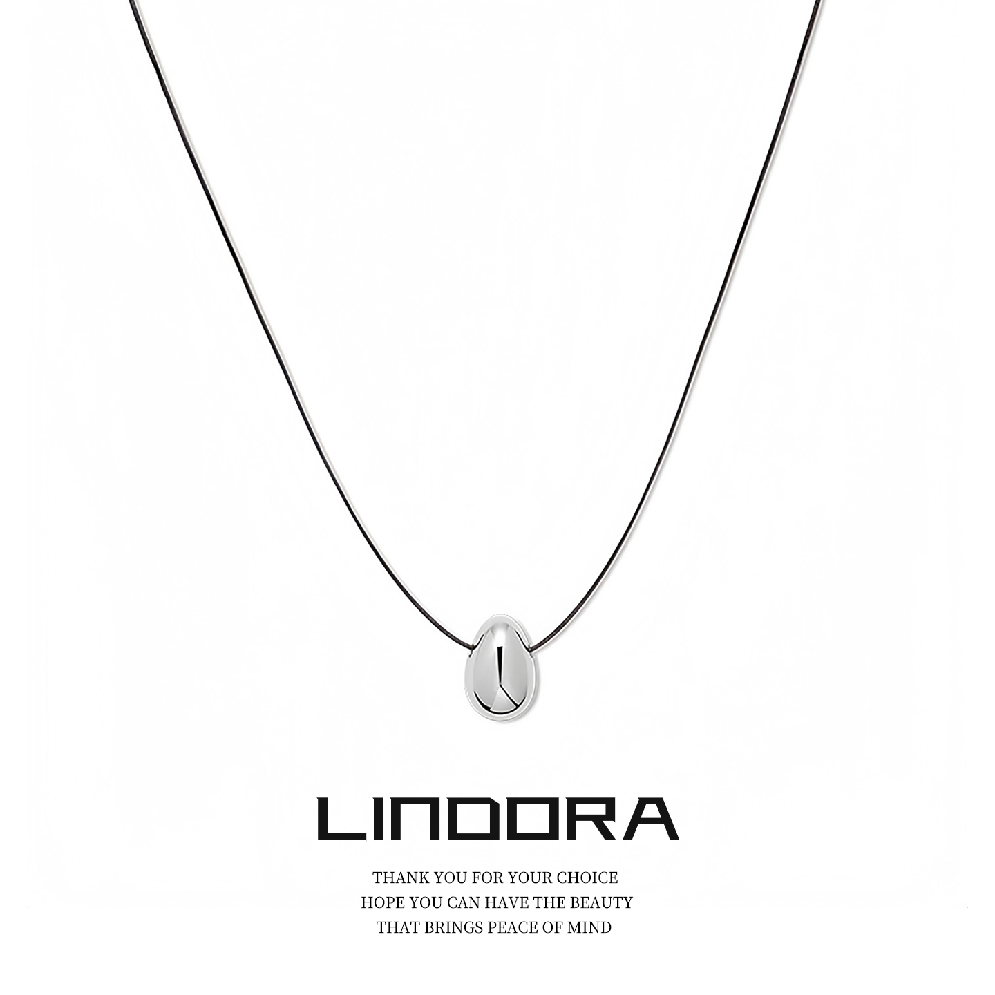 大写小Q张俪同款生生不息蛋形水滴皮绳项链高级感长款吊坠毛衣链