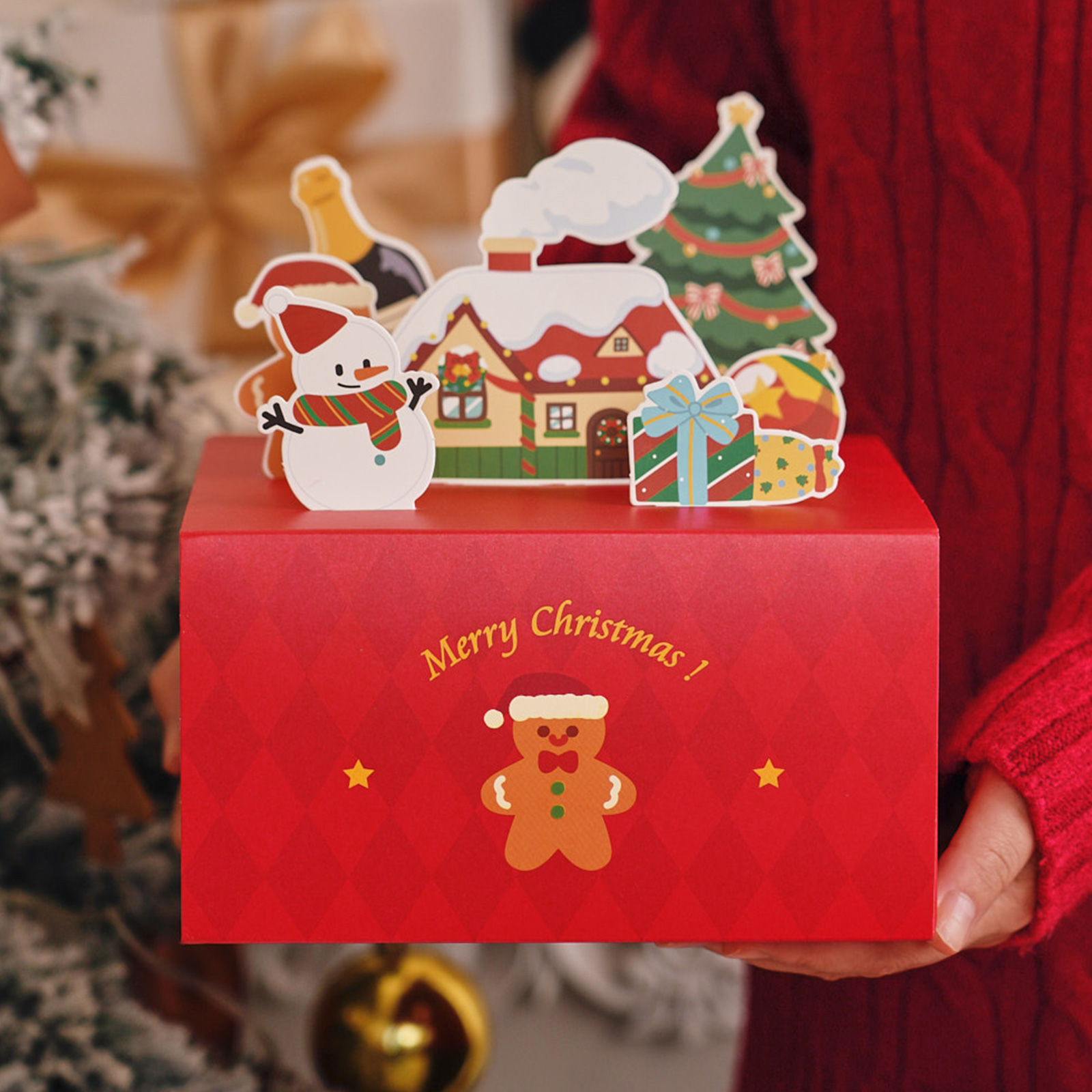 2025圣诞节曲奇饼干礼盒立体姜饼包装盒牛轧糖果雪花酥礼品空盒子