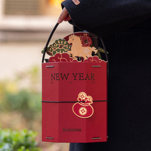 2026新年礼盒抱抱桶烘焙空包装盒八边形糖果饼干牛轧糖雪花酥圣诞