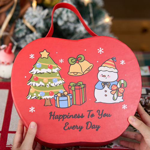 2025圣诞苹果手提礼盒牛轧糖雪花酥饼干糖果零食苹果包装盒伴手礼