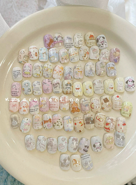 Kusacollection小草联名猪猪转印纸ins风美甲可爱美甲diy穿戴甲