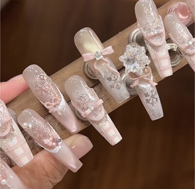 FingertipWorker推荐原创小众精致大版蝴蝶结凹槽可放钻美甲模具
