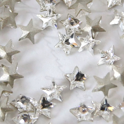 正品华子施家水晶美甲钻4745尖底五角星白色饰品奥钻美甲饰品