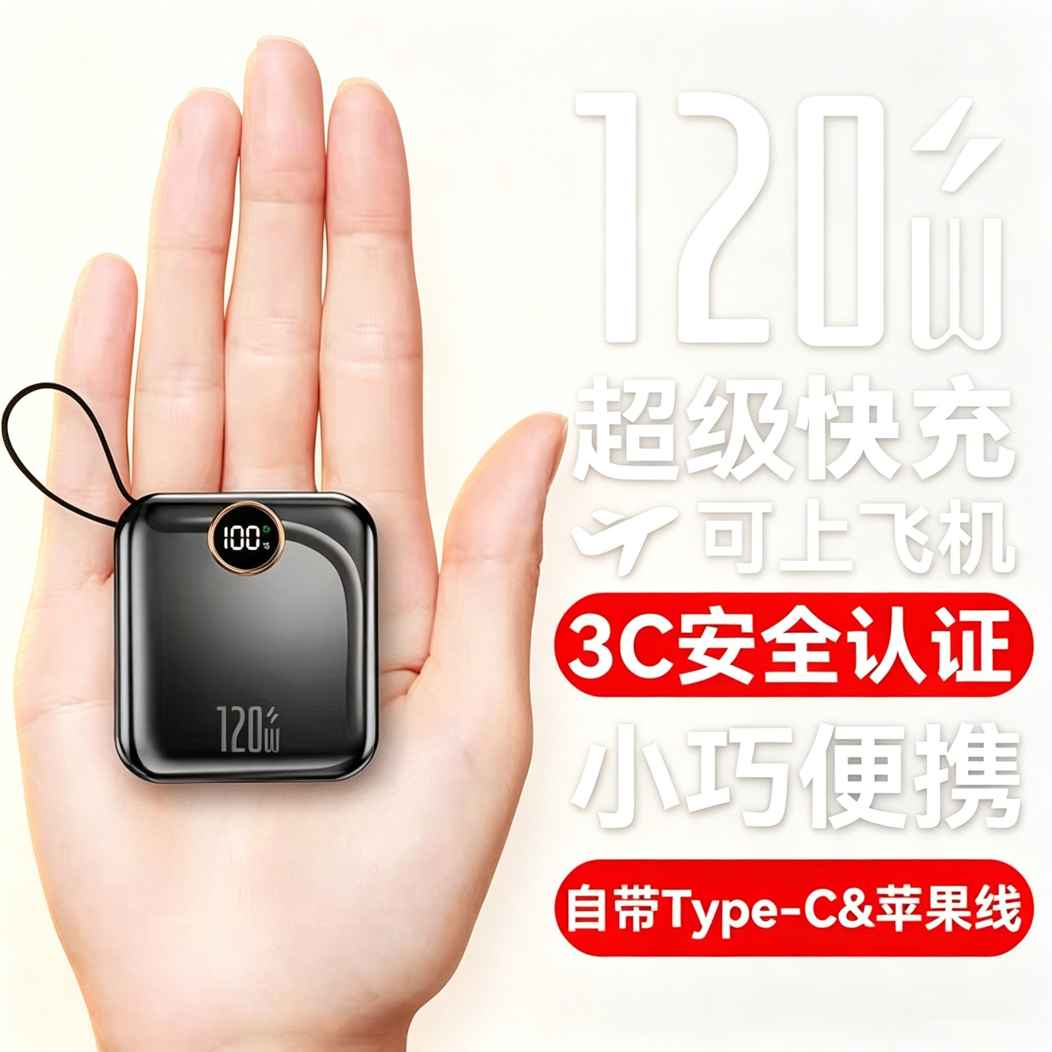 国家3c认证充电宝快充上飞机20000毫安迷你小巧便携适用苹果华为