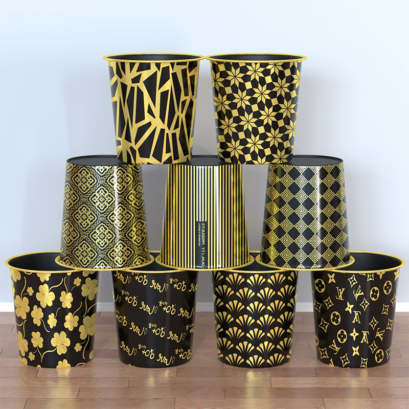 垃圾桶黑色塑料纸篓家用办公饭店宾馆商用大排档厕所卫生无盖加厚