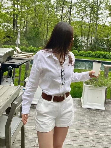 R 夏季 女装 女士 字母刺绣短裤 纯色休闲简约百搭棉短裤