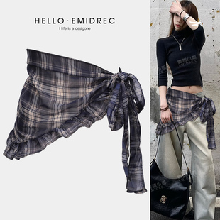 Y2K亚文化千禧风腰巾爵士舞屁帘腰封叠穿腰饰女宽腰带配饰三角巾