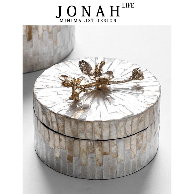 若纳JON法式天然彩贝壳首饰收纳盒创意家用轻奢摆件装饰品珠宝盒