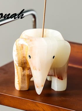 天然玉石大象香插~线香底座扩香器藏香薰高颜值香盘香托送礼礼物