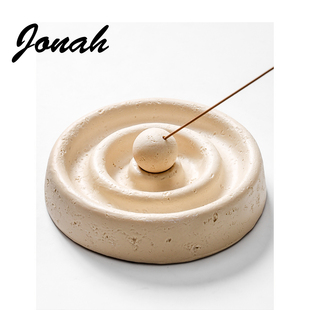 侘寂风洞石线香香插家用中式 饰摆件 檀香高级创意底座托盘中古装