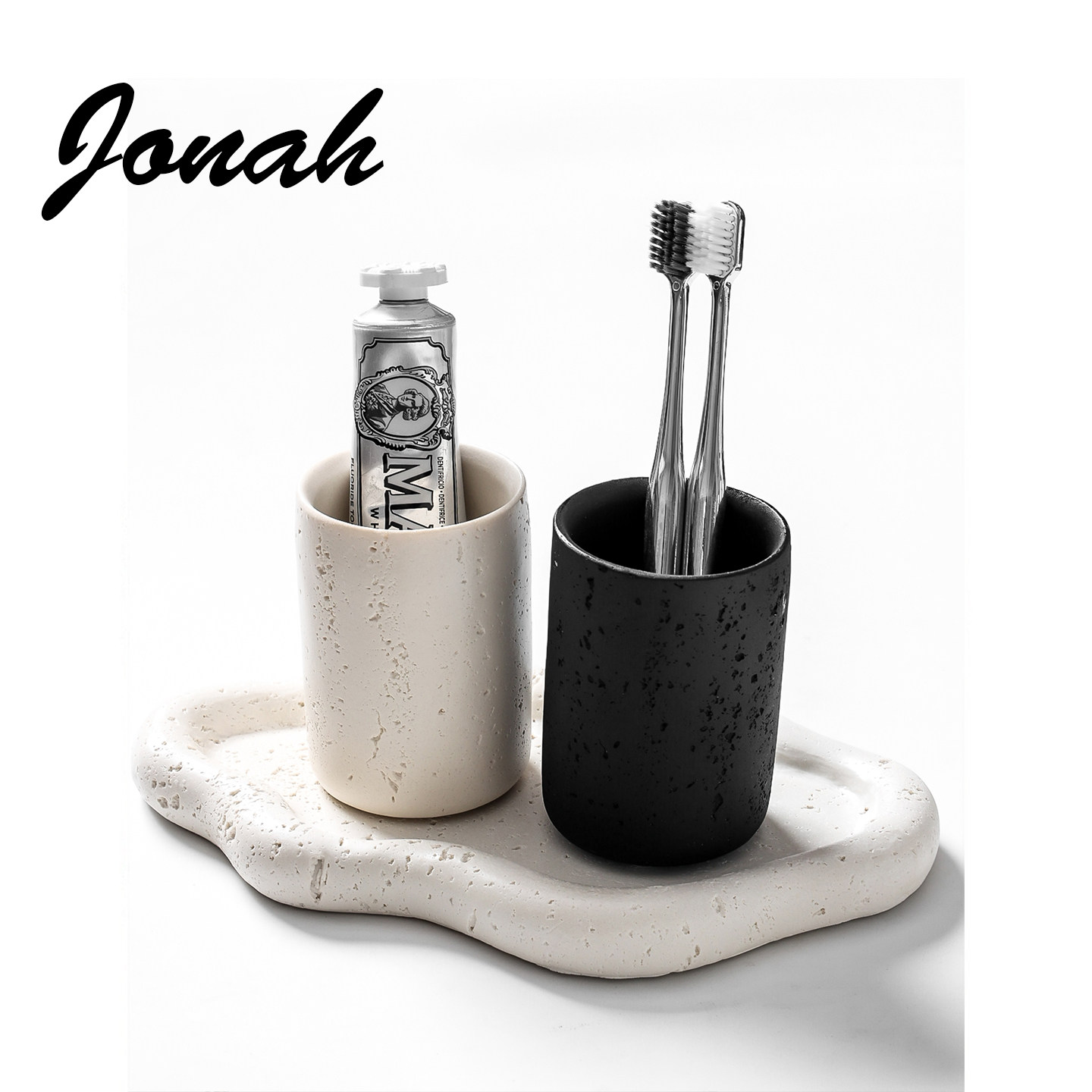 黑色洞石洗漱杯套装漱口杯刷牙杯高颜值卫浴杯子托盘口杯洗漱套装,家庭/个人清洁工具,牙刷架/牙具座,淘宝优惠券,粉丝福利购,淘宝优惠卷