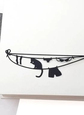 乌克兰Dmitriy高档精致晾衣绳上的猫咪文艺金属创意镂空书签礼物