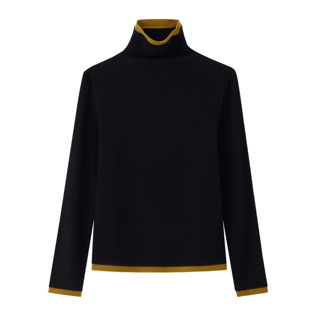 917德绒撞色高领打底衫女秋冬款