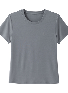 61123简约通勤风莫代尔小刺绣短袖T恤女夏季宽松圆领百搭休闲上衣