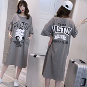 Áo bà bầu mùa hè 2019 áo thun mới dài phần thời trang rộng rãi cotton kích thước lớn tay ngắn tay cho bà bầu - Áo thai sản